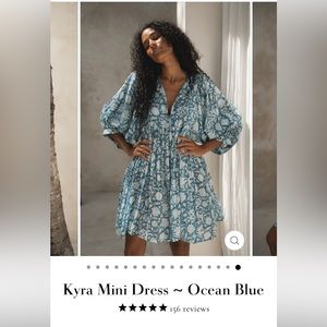 EUC- daughters of India Kyra mini dress ( ocean blue) size small,